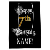 7番目の誕生日ファンシーからスクリプトフェイク;金ゴールド検索；名前 ミディアムペーパーバッグ (裏面)