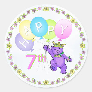 7番目の誕生日プリンセスベアハッピーホテル ラウンドシール