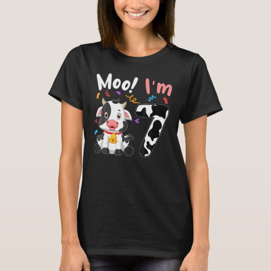 7番目の誕生日モーIM 7カウファーム動物納屋周囲の庭ファム Tシャツ (正面)