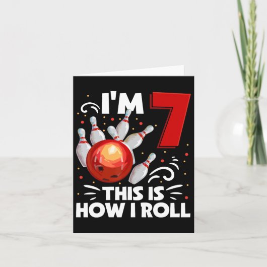 7番目の誕生日少年ボーリング私は転が7年の方法 カード (正面)