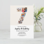 7番目の誕生日招待状ミニマリスト – Number 7 招待状 (スタンド正面)