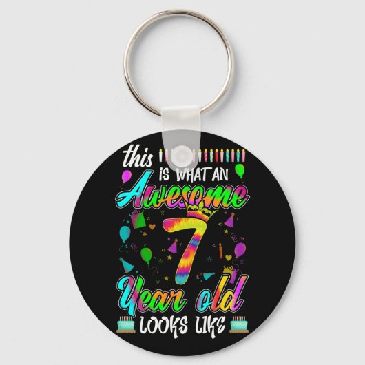 7番目の誕生日素晴らし7歳が次のように見える キーホルダー (正面)