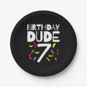 7番目の誕生日7年オールドボーイパーティー誕生日Dude 7 ペーパープレート (正面)