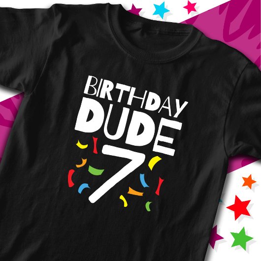 7番目の誕生日7年オールドボーイパーティー誕生日Dude 7 Tシャツ