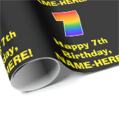 7番目の誕生日:おもしろい、カラフルレインボーインスパイア# 7 ラッピングペーパー (ロールコーナー)