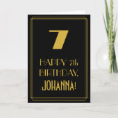 7番目の誕生日-インスパイアアールデコの外観「7」と名前 カード (正面)
