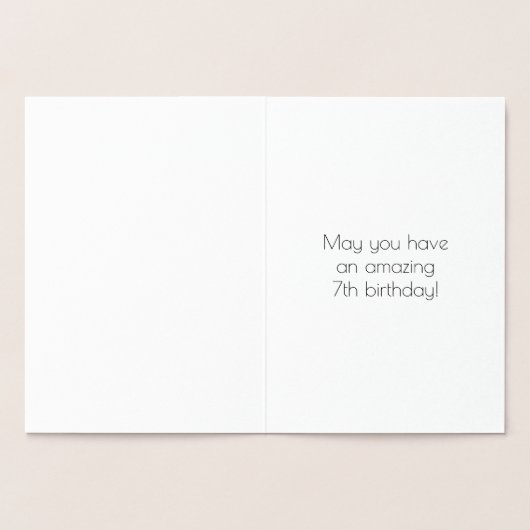 7番目の誕生日-インスパイアアールデコの外観「7」と名前 箔カード (内部)