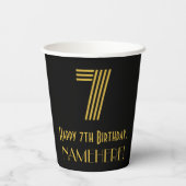 7番目の誕生日:インスパイアアールデコの外観「7」 & Name 紙コップ (裏面)