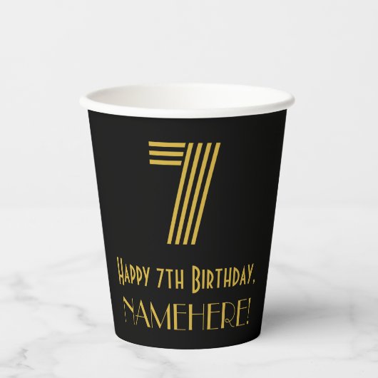 7番目の誕生日:インスパイアアールデコの外観「7」 & Name 紙コップ (正面)