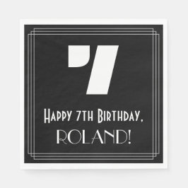 7番目の誕生日:インスパイアアールデコの検索: "7" +名前 スタンダードランチョンナプキン