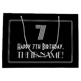 7番目の誕生日:インスパイアアールデコの「7」の外観と名前 ラージペーパーバッグ