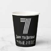 7番目の誕生日:インスパイアアールデコの「7」を見る+名前 紙コップ (裏面)