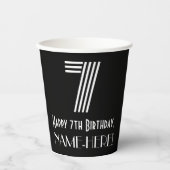 7番目の誕生日:インスパイアアールデコの「7」を見る+名前 紙コップ (正面)