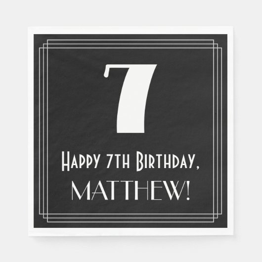 7番目の誕生日~インスパイアアールデコルック"7",名前 スタンダードランチョンナプキン (正面)