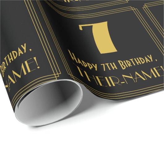 7番目の誕生日~インスパイアアールデコルック"7",名前 ラッピングペーパー (ロールコーナー)