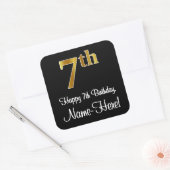 7番目の誕生日-エレガント豪華なフェイク金ゴールドルック番号 スクエアシール (封筒)