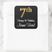 7番目の誕生日-エレガント豪華なフェイク金ゴールドルック番号 スクエアシール (バッグ)