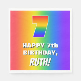 7番目の誕生日: カラフル、おもしろいレインボーパターン番号7 スタンダードランチョンナプキン