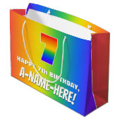 7番目の誕生日: カラフル、おもしろいレインボーパターン番号7 ラージペーパーバッグ (裏面アングル)