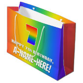 7番目の誕生日: カラフル、おもしろいレインボーパターン番号7 ラージペーパーバッグ (正面アングル)