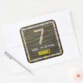 7番目の誕生日:フローラ番号フェイク、木目、名前 スクエアシール (封筒)