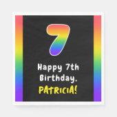 7番目の誕生日:レインボースペクトル# 7、名前をカスタムする スタンダードランチョンナプキン (正面)