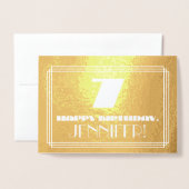 7番目の誕生日：名前+アールデコインスパイア「7」を見る 箔カード (封筒付き正面)