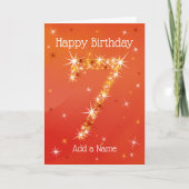 7番目の誕生日 – 第7の星 – 赤 – 年齢 カード (正面)