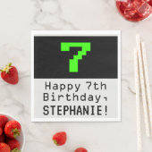 7番目の誕生日- Nerdy / オタク系のスタイル「7」と名前 スタンダードランチョンナプキン (インサイチュ)