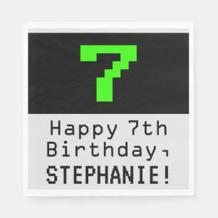 7番目の誕生日- Nerdy / オタク系のスタイル「7」と名前 スタンダードランチョンナプキン