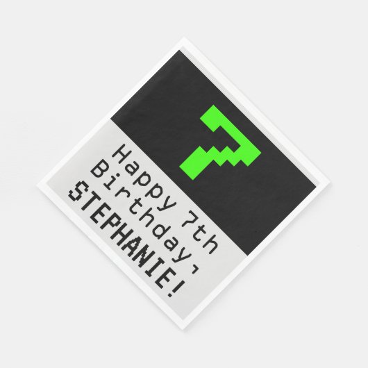 7番目の誕生日- Nerdy / オタク系のスタイル「7」と名前 スタンダードランチョンナプキン (角)