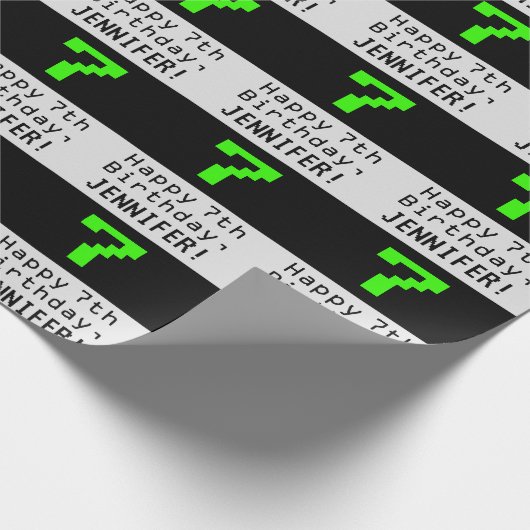 7番目の誕生日- Nerdy / オタク系のスタイル「7」と名前 ラッピングペーパー (角)