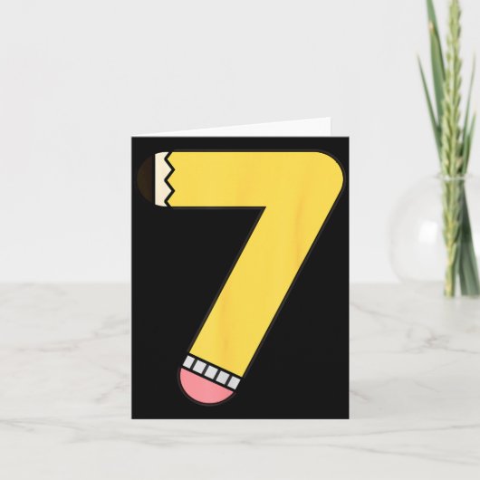 7番鉛筆 バックトゥスクール 7歳の誕生日 カード (正面)