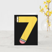 7番鉛筆 バックトゥスクール 7歳の誕生日 カード (黄色い花)
