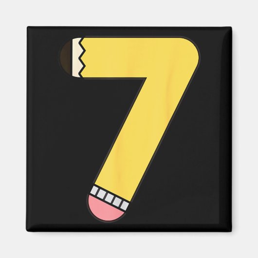7番鉛筆 バックトゥスクール 7歳の誕生日 マグネット (正面)