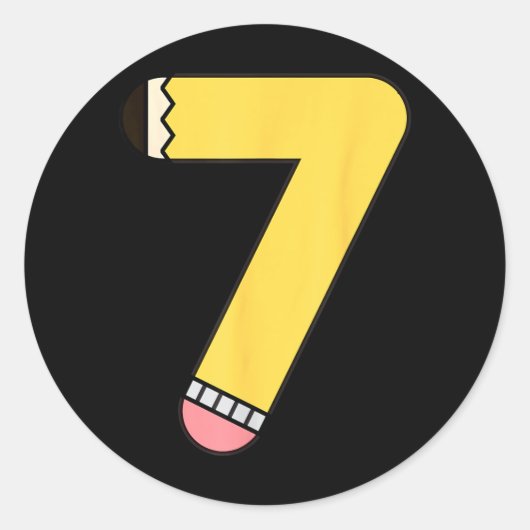 7番鉛筆 バックトゥスクール 7歳の誕生日 ラウンドシール (正面)