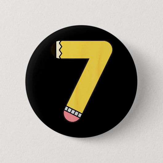 7番鉛筆 バックトゥスクール 7歳の誕生日 缶バッジ (正面)
