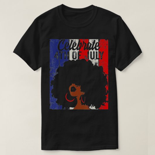 7祝月レトロアフリカ米国国旗  Tシャツ (デザイン正面)