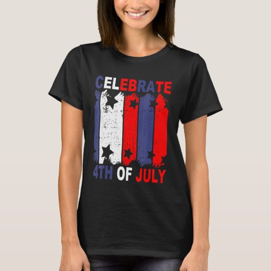 7祝月4日ハッピー愛国的な米国国旗Colo Tシャツ (正面)