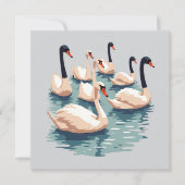 7羽のスワン・カッティング・ステンシルスタイル1 招待状 (正面)