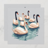 7羽のスワン・カッティング・ステンシルスタイル 招待状 (正面/裏面)