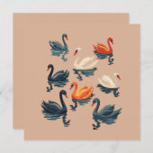 7羽のスワン・カットアウト・ステンシルスタイル5 シーズンカード (正面/裏面)