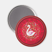 7羽の白鳥が弱気に傾く マグネット (正面/裏面)