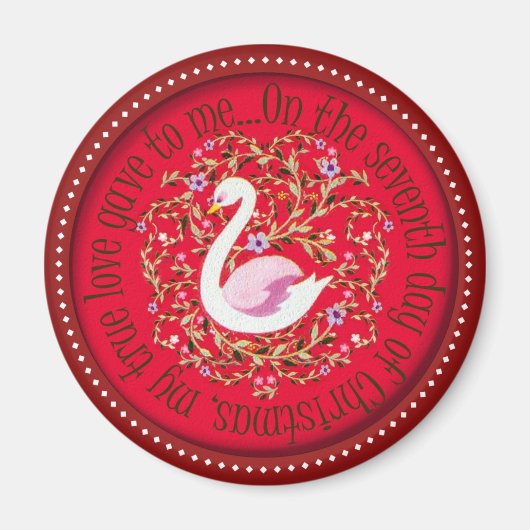 7羽の白鳥が弱気に傾く マグネット (正面)