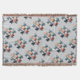 7羽の白鳥が泳ぐ切り抜きステンシルスタイル6 スローブランケット