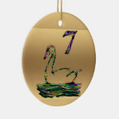 7羽の白鳥の水泳の金ゴールドのクリスマスの装飾 セラミックオーナメント (右)
