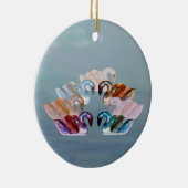 7羽の白鳥水泳のオーナメント セラミックオーナメント (右)