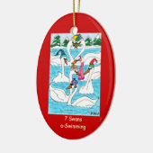 7羽の白鳥水泳 セラミックオーナメント (左)