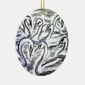 7羽の白鳥水泳 セラミックオーナメント (右)