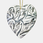 7羽の白鳥水泳 セラミックオーナメント (左)